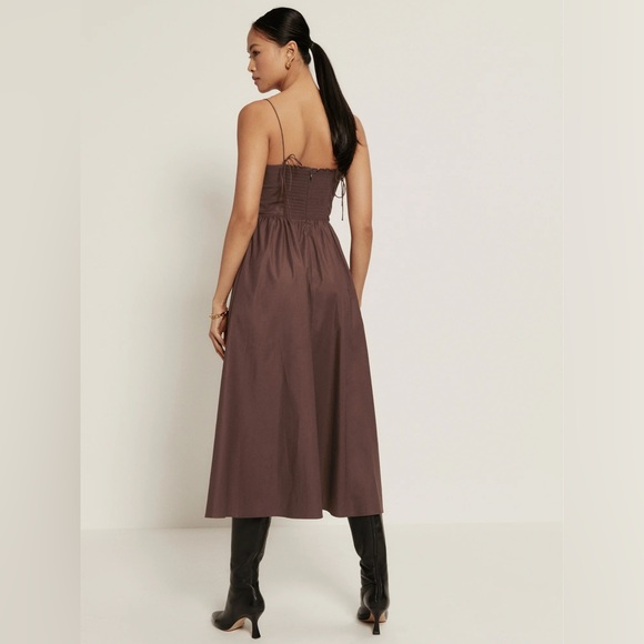 NWT New With Tags Reformation 1950s Style Vinny Midi Dress in Cafe Size 0 or XS - Picture 4 of 8